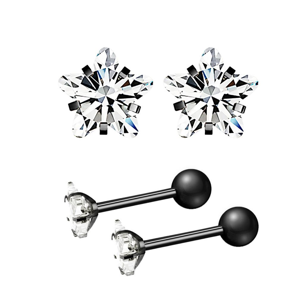 Set 10 Đôi Khuyên Mũi / Môi / Tai Bằng Thép Không Gỉ Cá Tính Dành