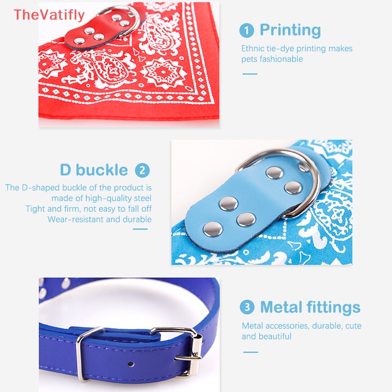 [Thevalifly] Khăn Quàng Cổ Tam Giác In Họa Tiết Dễ Thương Có Thể Điều Chỉnh Cho Thú Cưng