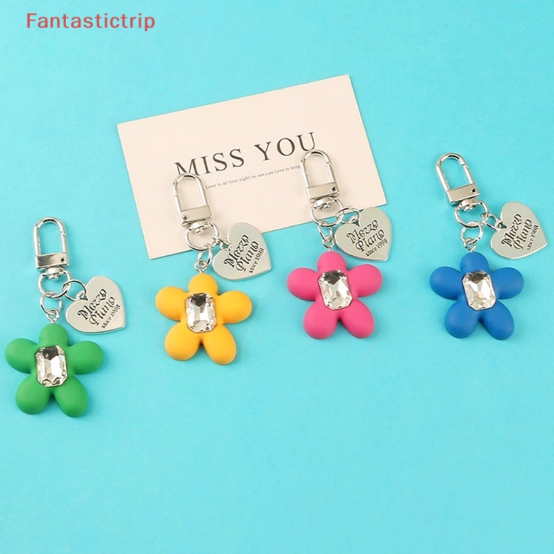 Móc Khóa Hình Hoa Đính Đá Quý Nhiều Màu Sắc Trang Trí Ba Lô / Túi Xách Mới