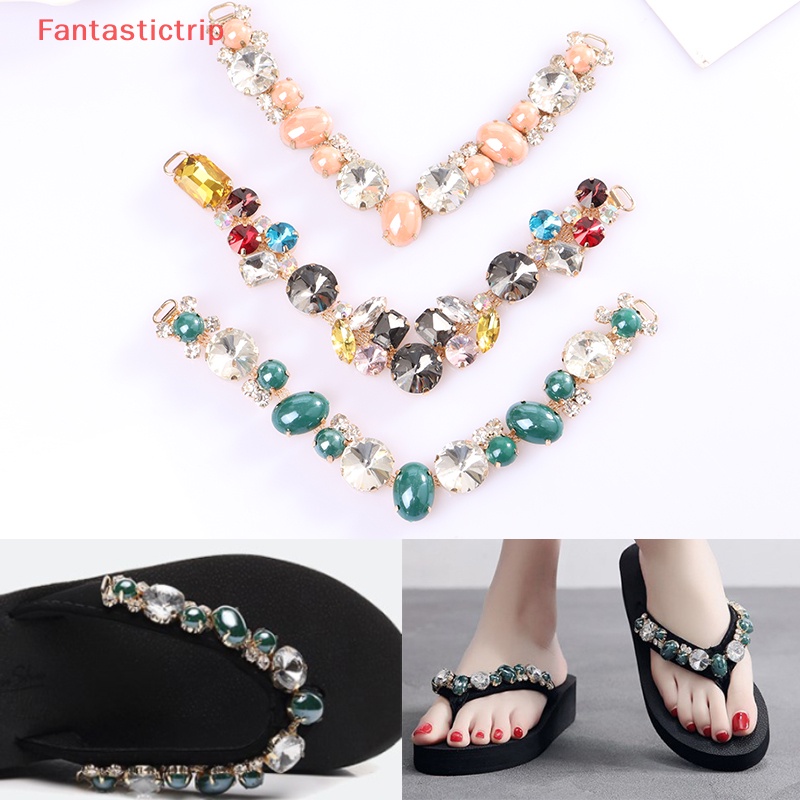 1 Cặp Khóa Nối Trang Trí Dép Sandal DIY Bằng Kim Loại Đính Đá