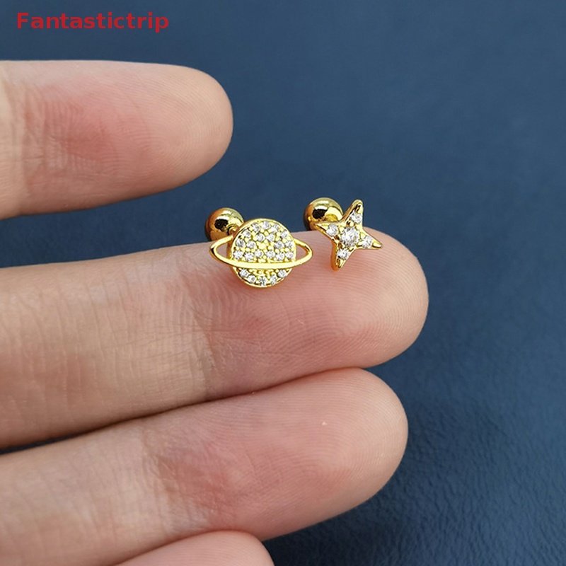 1 Đôi Bông Tai Đính Đá Zircon Hình Ngôi Sao Thời Trang Dành Cho Nữ