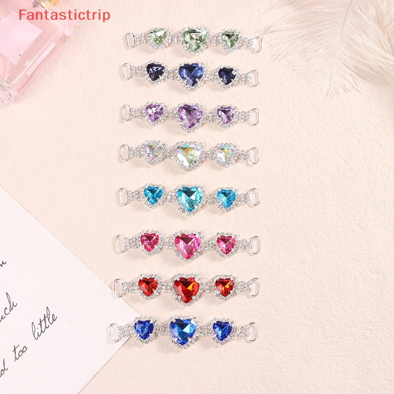 [Fantastictrip] 1 Khóa Dây Xích Đồng Đính Đá Acrylic Hình Trái Tim Trang Trí Quần Áo / Giày Đi Biển / Trang Trí Đám Cưới Mới