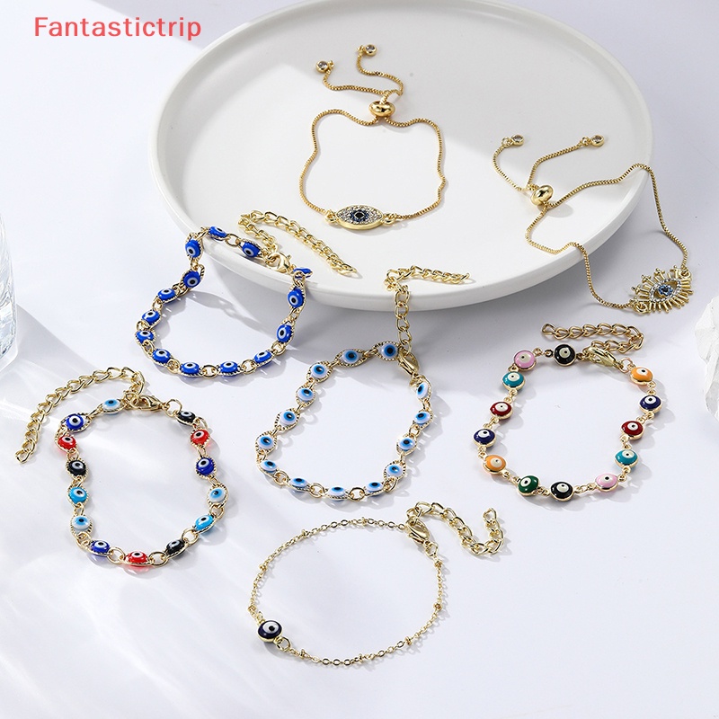 Vòng Đeo Tay Chuỗi Hạt Màu Vàng Hình Mắt Quỷ May Mắn Phong Cách Bohemian Thời Trang Mùa Hè Mới