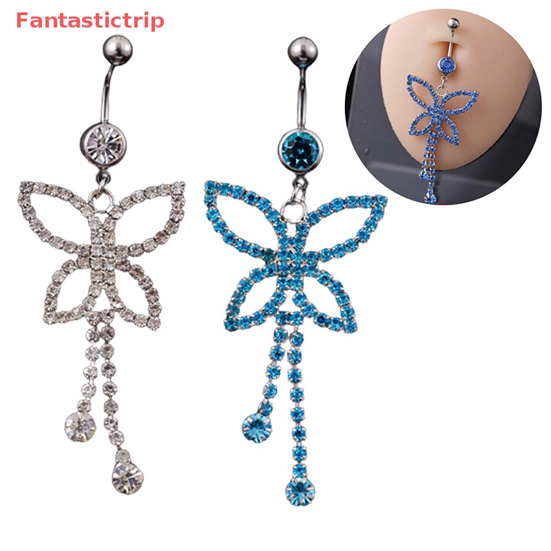 [Fantastictrip] Khuyên Rốn Đính Đá Zircon Hình Bướm Thời Trang Mới Cho Nữ