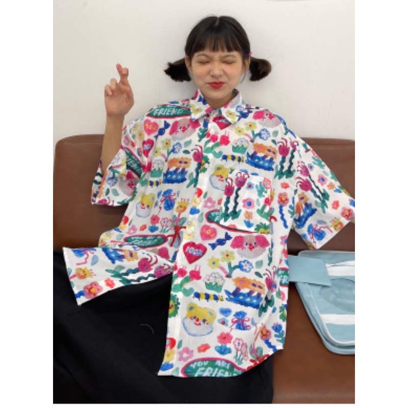 Áo Thun Cotton Mỏng Dáng Rộng Ngắn Tay In Hình Đường Phố Mỹ Thời Trang Mùa Hè 2023