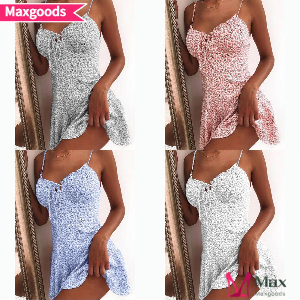 Đầm Hai Dây Spaghetti Cổ Chữ V Phong Cách Boho Gợi Cảm Cho Nữ