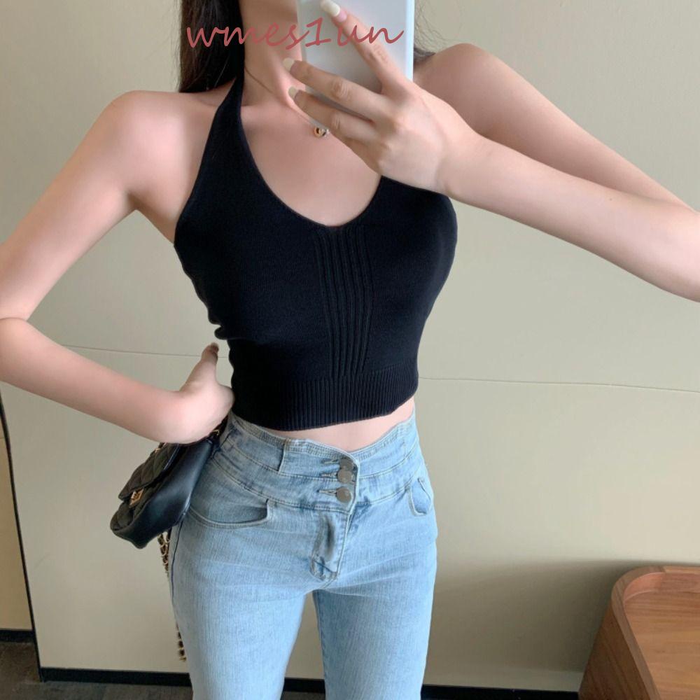 Áo Ba Lỗ Dệt Kim Mềm Mỏng Mùa Hè Sành Điệu Cổ Điển Dễ Thương WMES15H Cho Nữ