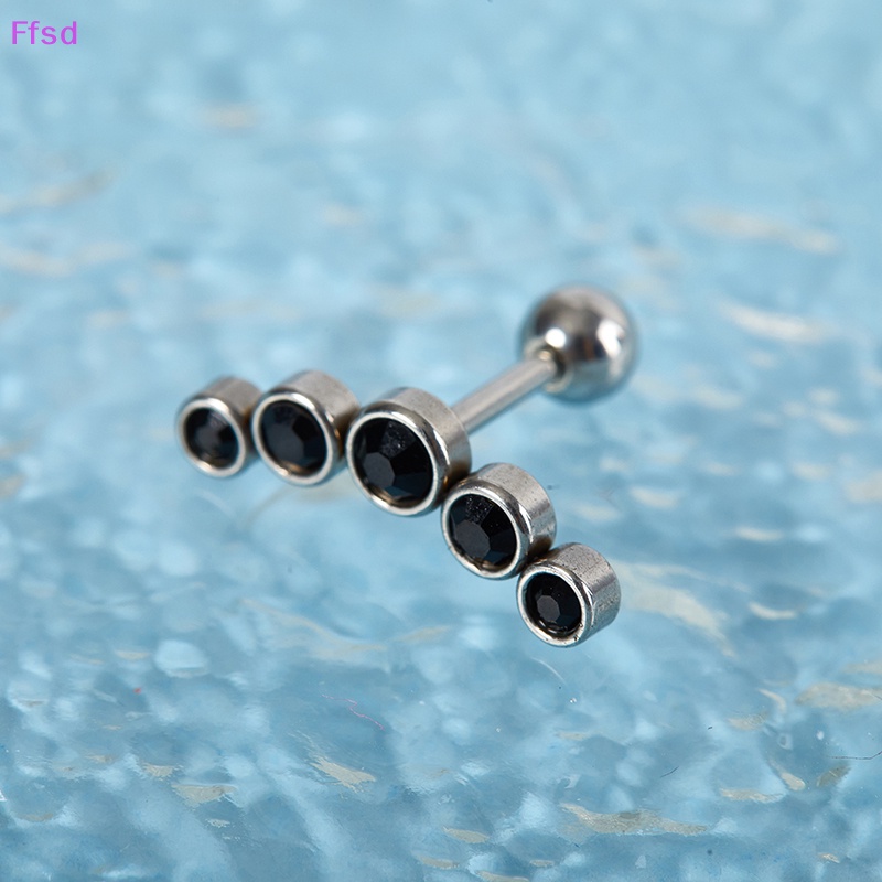 {Ffsd} Khuyên Xỏ Tai Bằng Thép Không Gỉ Đính Đá Pha Lê Thời Trang Làm Quà Tặng Cho Nữ * Bán Chạy