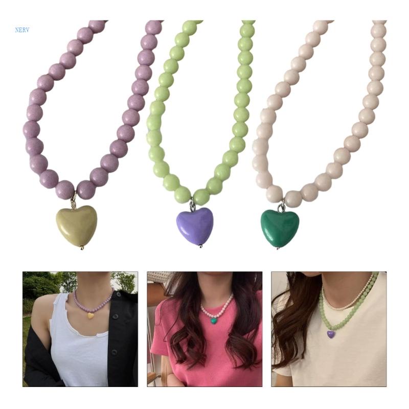 Vòng cổ Mạ Vàng / Bạc Mặt Trái Tim Đính Hạt Thời Trang Nerf Y2K