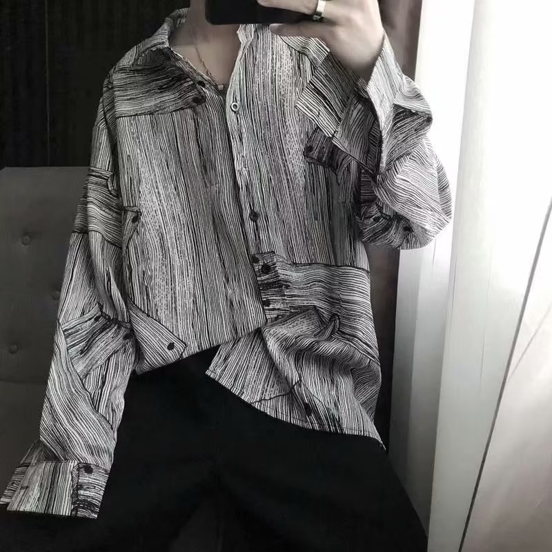 Áo Sơ Mi Nam Dài Tay Họa Tiết Hoa vintage Thời Trang