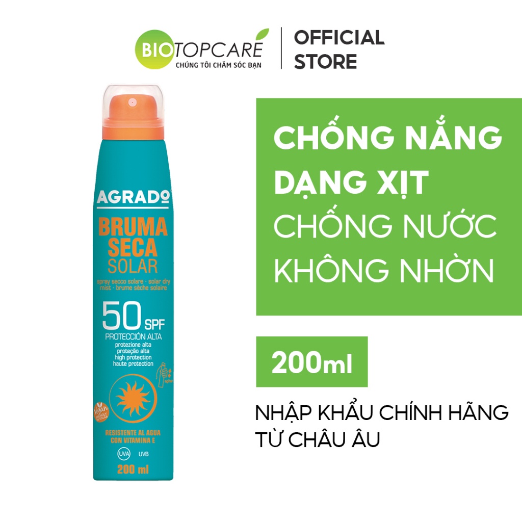 Xịt chống nắng Agrado SPF50 200ml