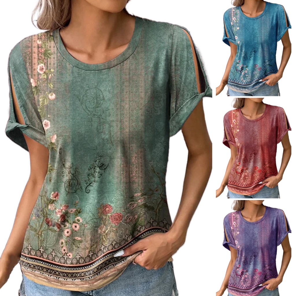 Áo Thun In Hoa Thời Trang Xinh Xắn Dành Cho Nữ