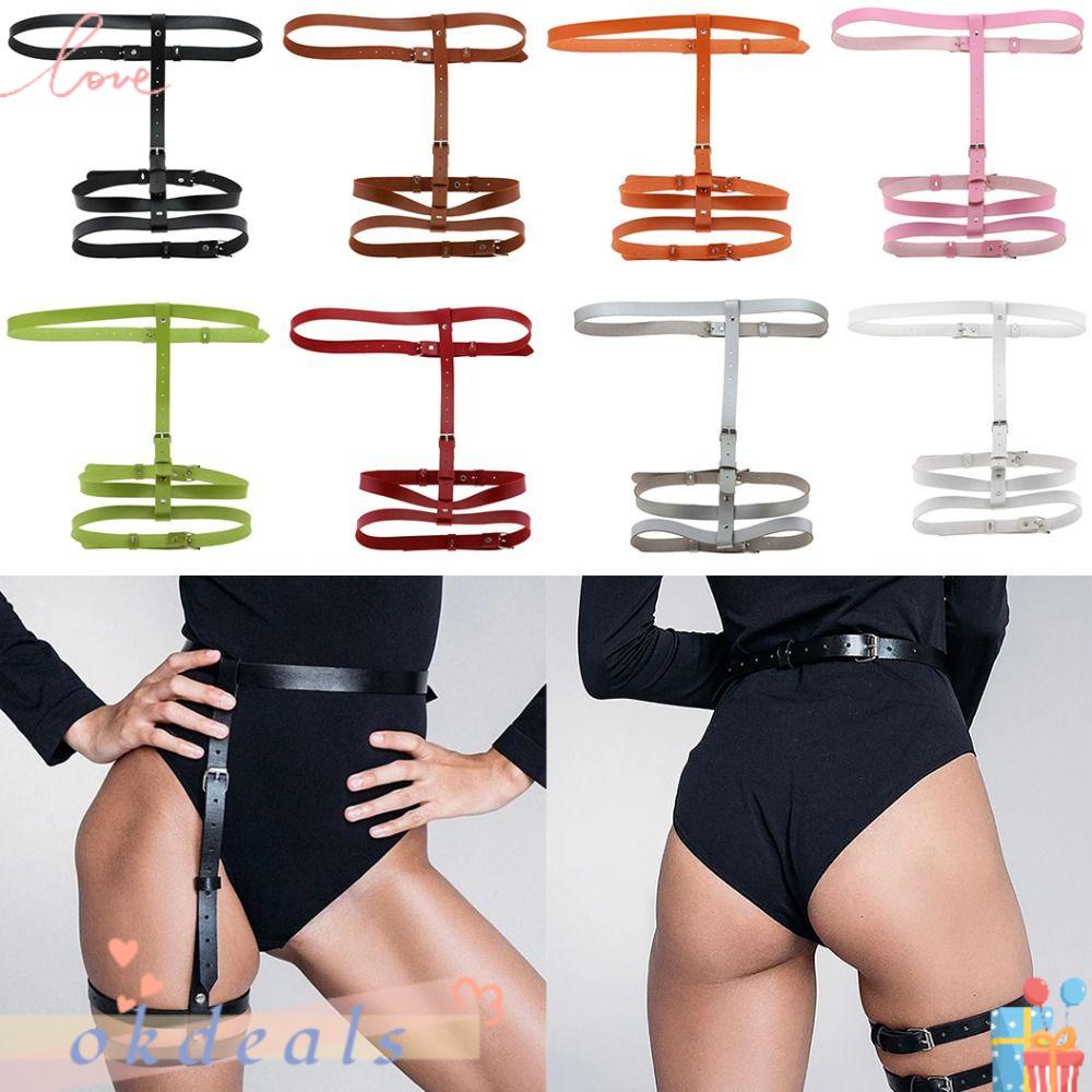 Okdeals Đai Nịt Đùi Bằng Da Pu Phong Cách Hip Hop Cho Nữ