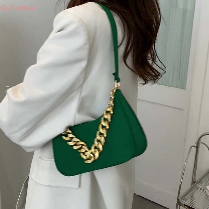 [cxGUYU] Túi Xách Đeo Dưới Cánh Tay Thiết Kế Chuỗi Xích Đơn Giản Kết Cấu Mới PRTA