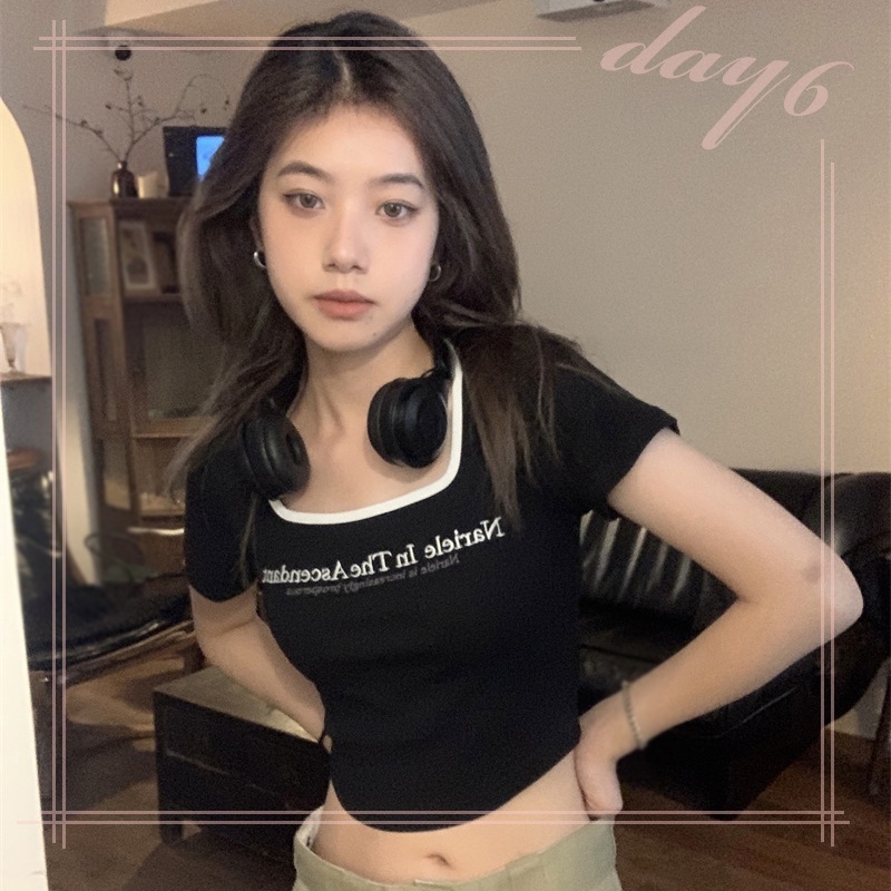 Áo Thun Tay Ngắn In Chữ Phong Cách Hàn Quốc Thời Trang Cho Nữ