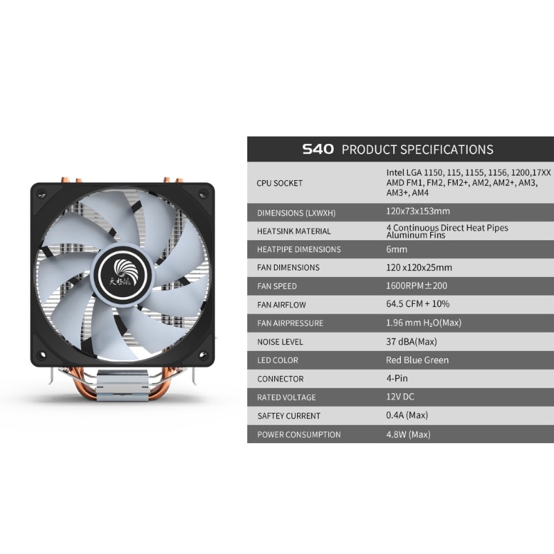 Quạt Tản Nhiệt CPU 4 Ống Đồng Cho LGA 1150 115 1155 1156 1200 17XX