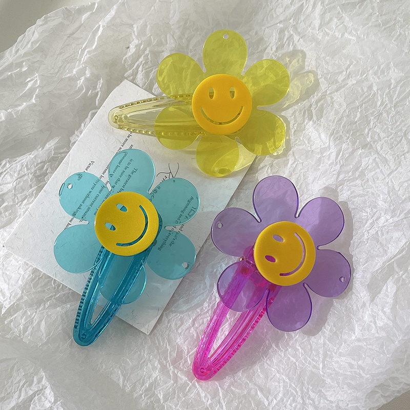 Kẹp Tóc Lớn Bằng Acrylic Hình Hoa Hướng Dương / Mặt Cười Phong Cách Hàn Quốc Cho Nữ