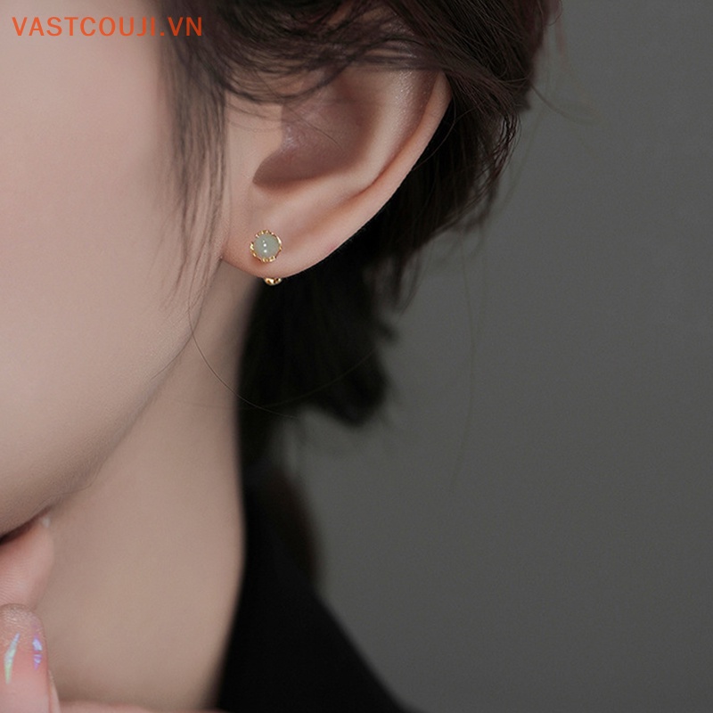 1 Đôi Khuyên Tai Ngọc Bích Dạng Xoắn Ốc Cho Nữ