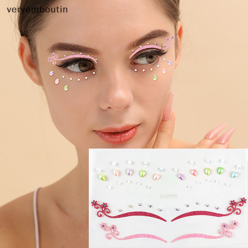 Miếng Dán Trang Điểm Mắt Họa Tiết Ren Hình Bướm Đính Pha Lê