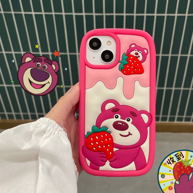 Ốp Điện Thoại Silicon Dày Mềm Hình Gấu Hồng Hoạt Hình Cho iPhone 14 13 12 11 Pro Max 14 Plus