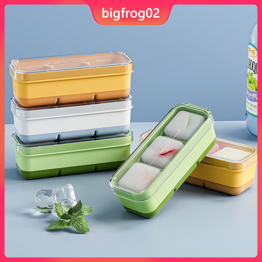 Hộp Làm Đá Mini Đế Mềm Có Nắp Đậy Tiện Lợi