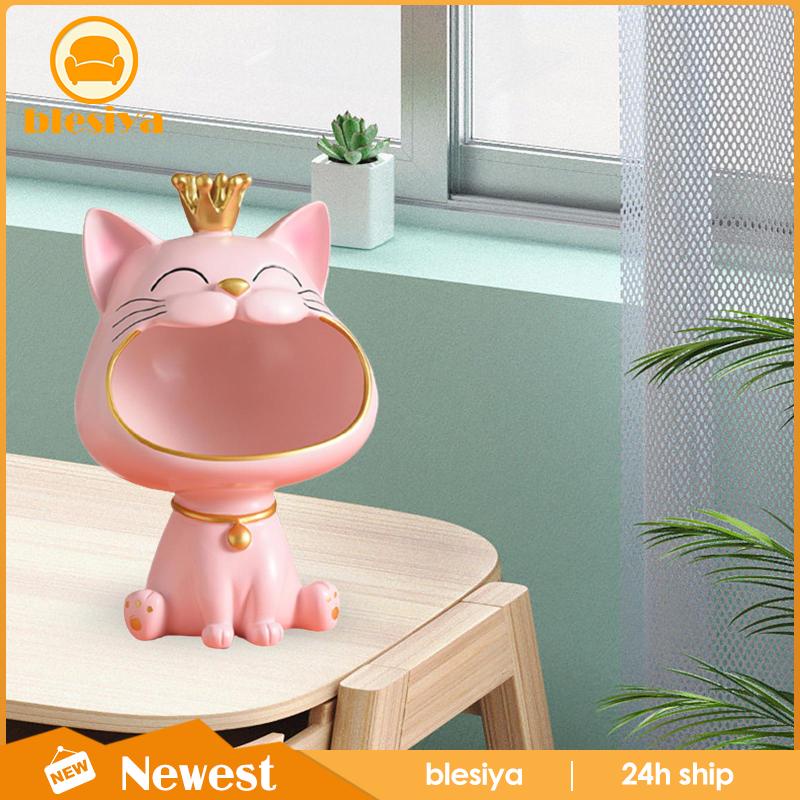 [Blesiya] Hộp Đựng Chìa Khóa Tượng Mèo May Mắn Điêu Khắc Bằng Nhựa Resin