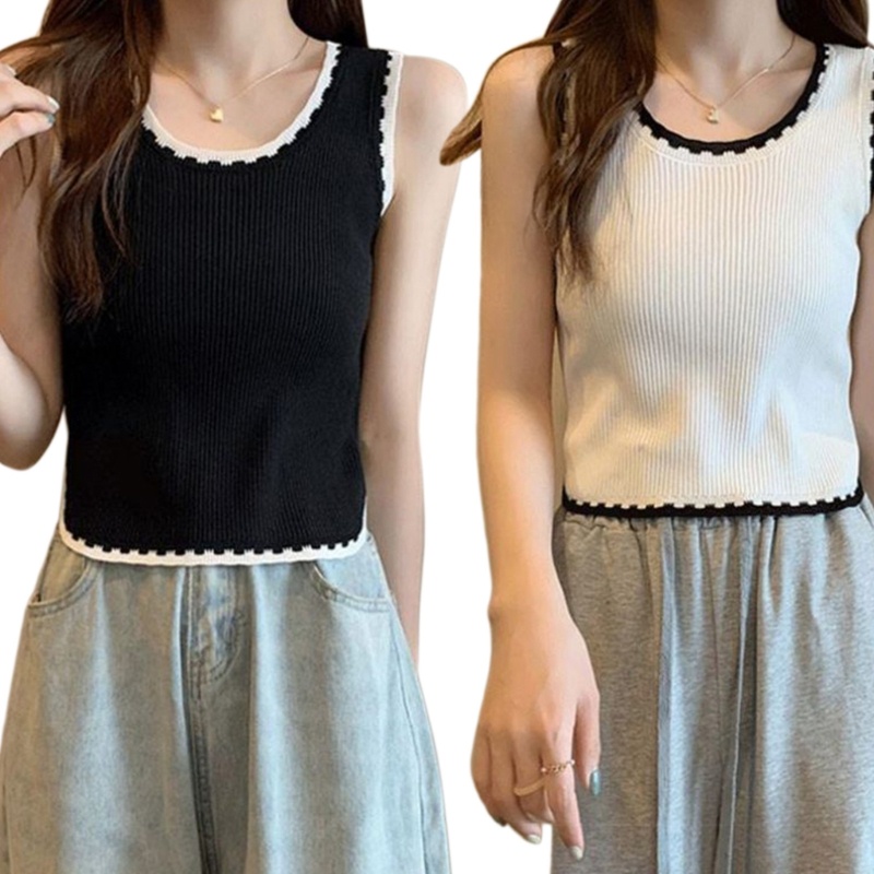 Áo Dệt Kim Hai Dây Dáng Ôm Co Giãn Thời Trang Mùa Hè Cho Nữ