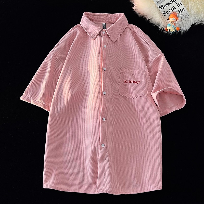 Áo Sơ Mi Tay Ngắn Dáng Rộng Phong Cách Nhật Bản Đơn Giản Thời Trang Cho Nam