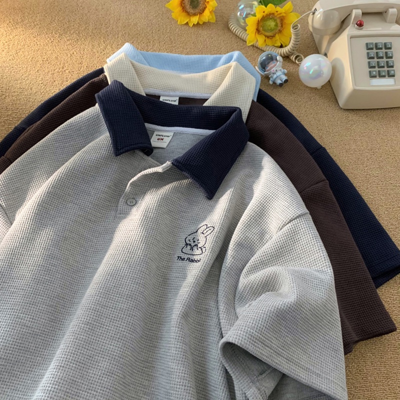 Áo Thun polo Ngắn Tay Dáng Rộng Màu Sắc Tương Phản Thời Trang Mùa Hè Cho Nam