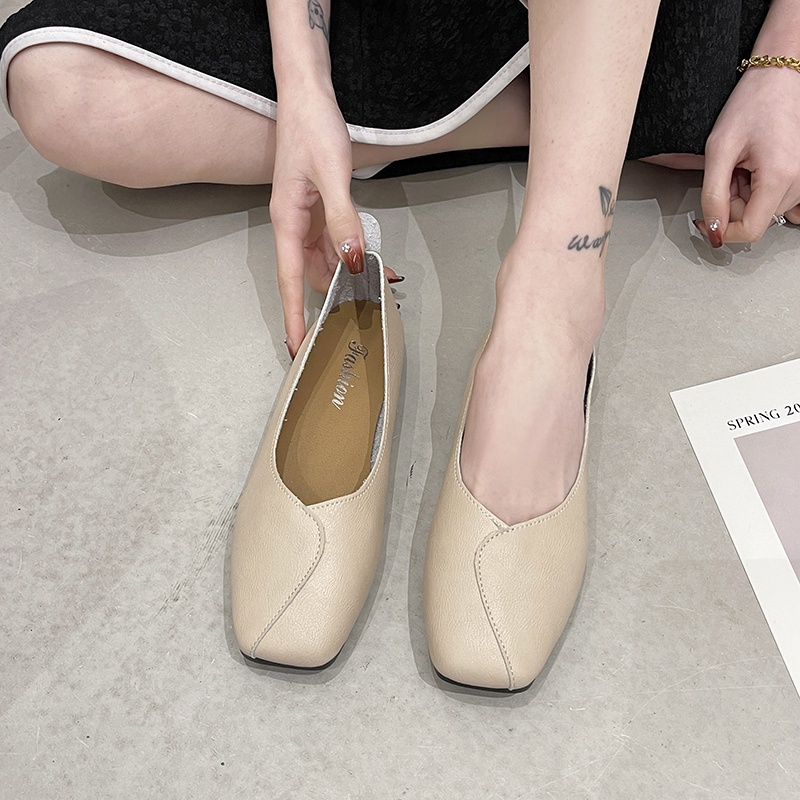 Giày Búp Bê Da Mũi Vuông size Lớn 41 42 43 Thời Trang Công Sở Thanh Lịch Cho Nữ