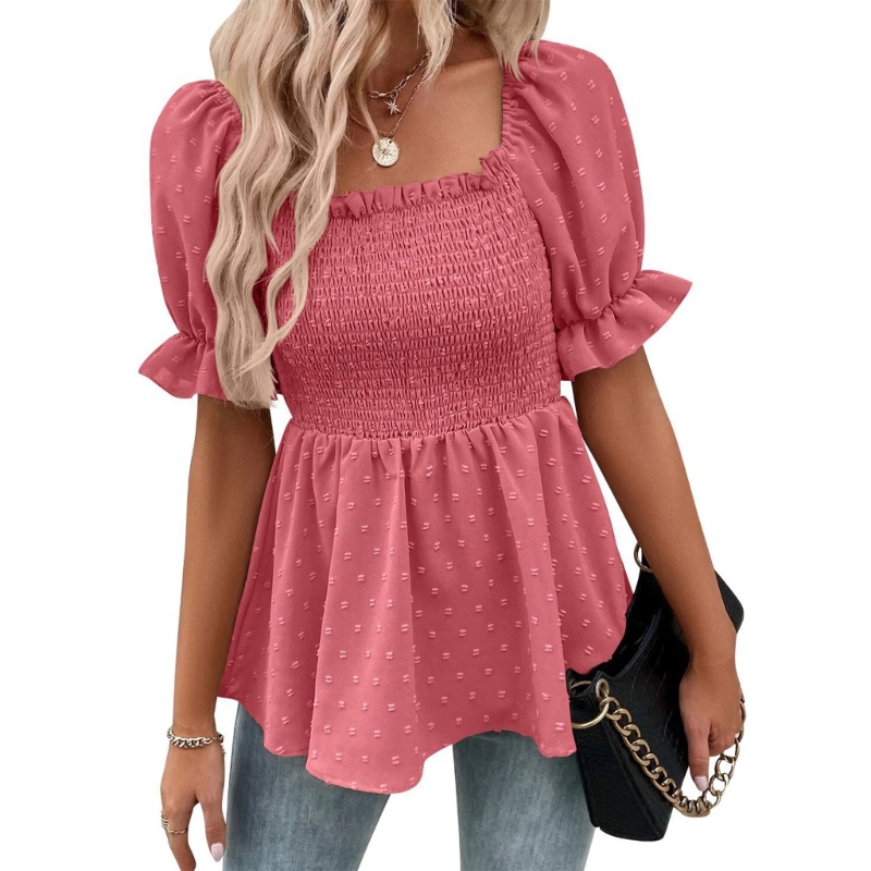 Xiangbao Áo Sơ Mi Cổ Vuông Viền Bèo Nhún Thời Trang Mùa Hè Cho Nữ