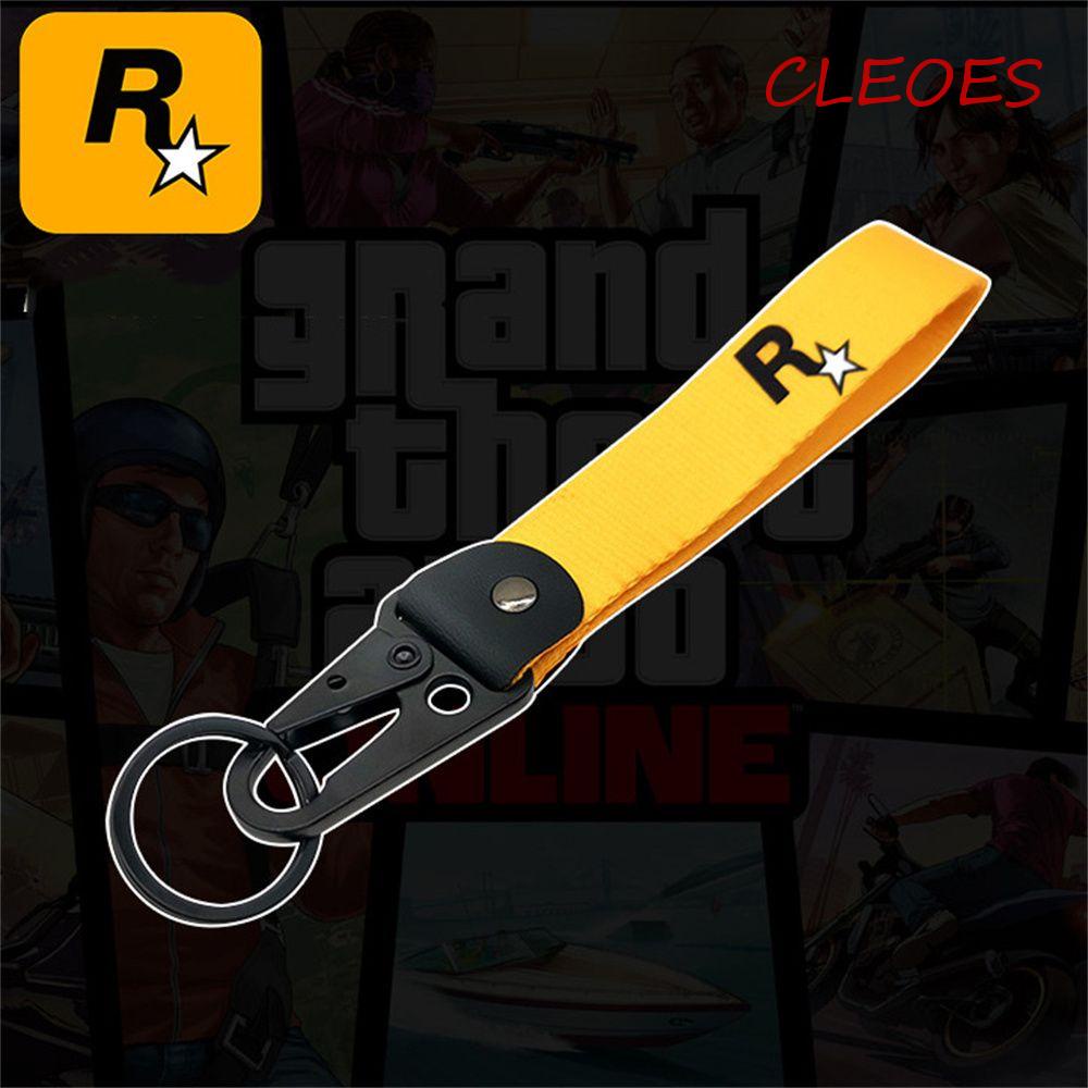 Móc Chìa Khóa Xe Hơi CLEOES GTA5 Bằng Nylon Màu Vàng Muti-Pendant RockStar