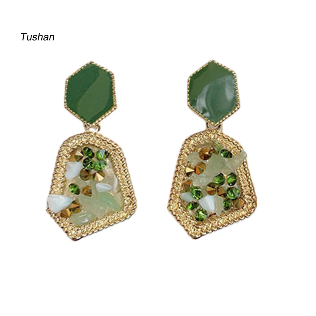 Bông Tai Giọt Nước Bằng Đá Tự Nhiên Phong Cách Retro