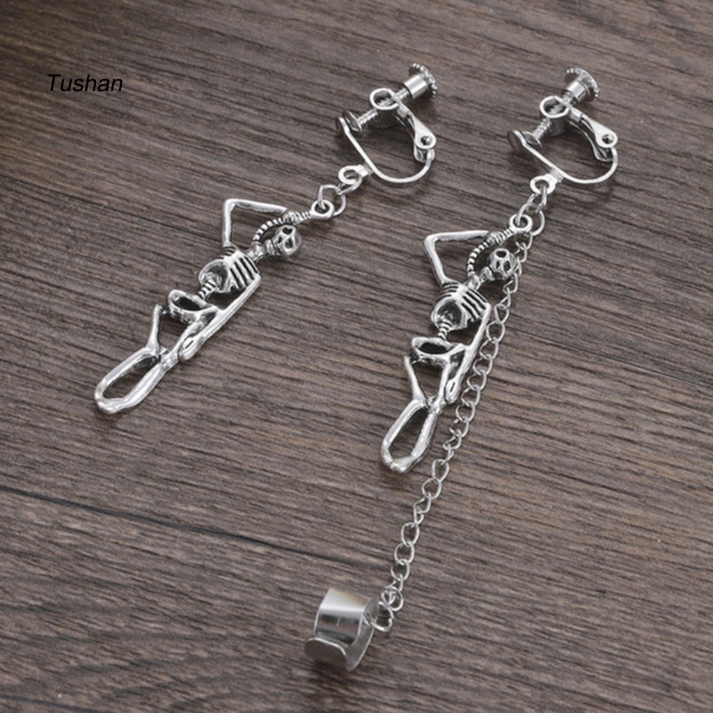 1 Đôi Bông Tai Hình Đầu Lâu Phong Cách Gothic Dành Cho Lễ Halloween