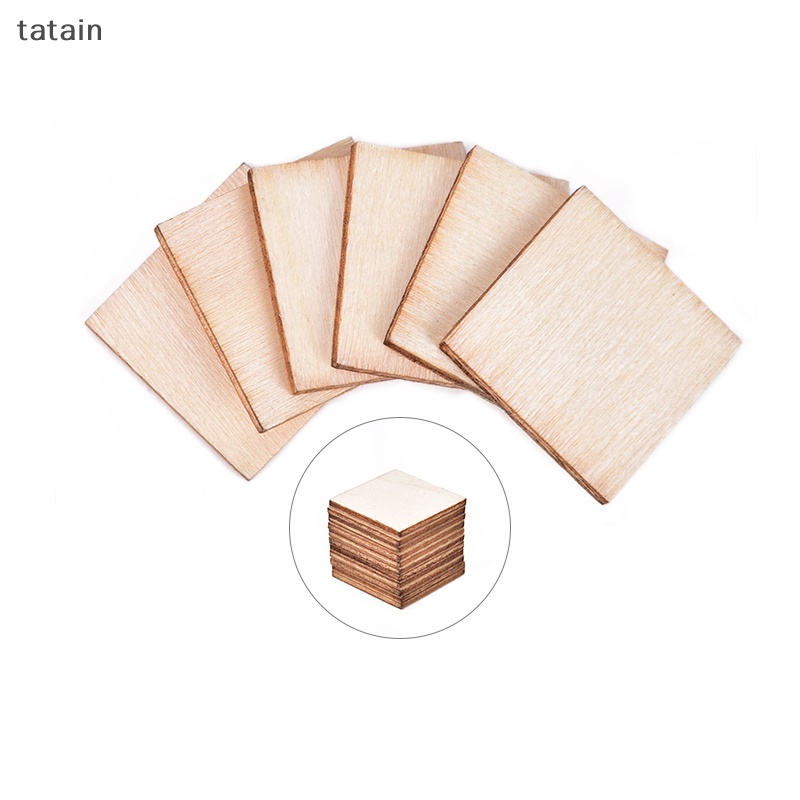 Set 100 Miếng Gỗ Trơn Hình Vuông / Tròn Dùng Để Làm Đồ Trang Trí Thủ Công