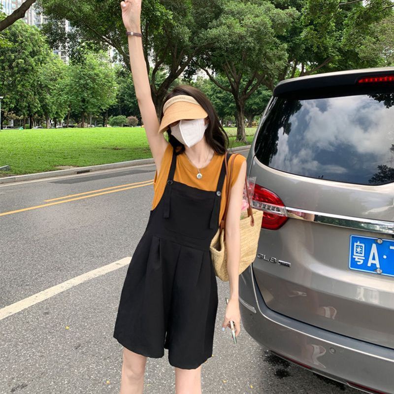 COZOK Bộ Áo Hai Dây + Quần baggy Eo Cao Màu Trơn Hợp Thời Trang