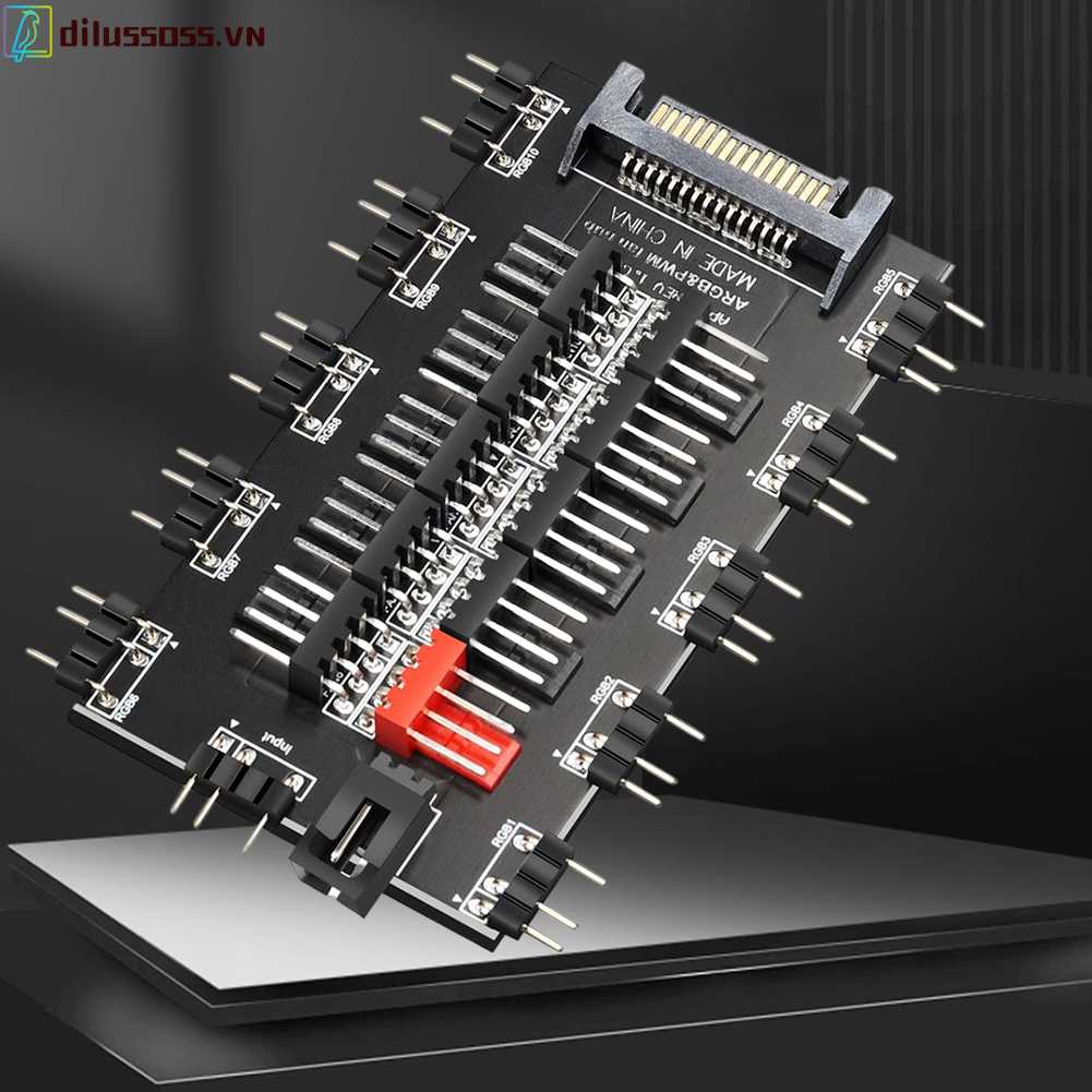 Quạt Tản Nhiệt 2 Trong 1 Hub 5V 3PIN ARGB SATA 10 Chiều Cho Máy Tính Ốp