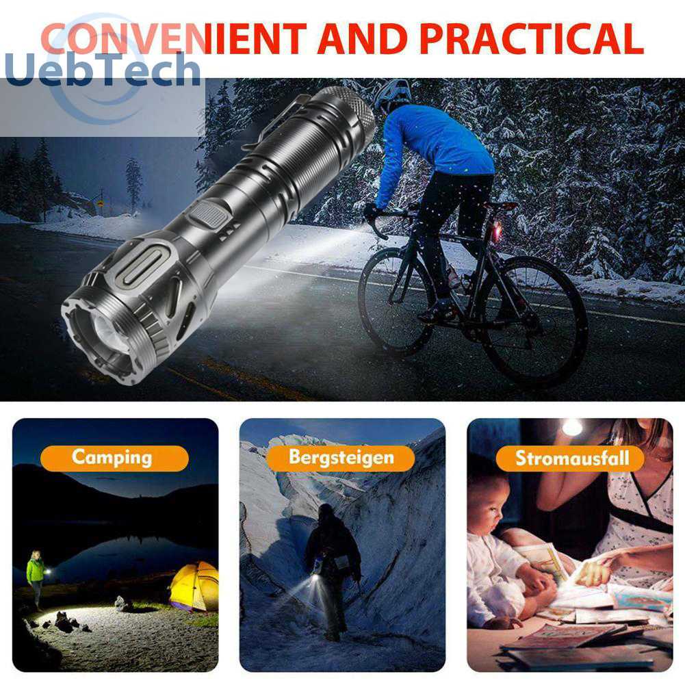 Đèn Pin 30W LED 5 Chế Độ Sáng 1000LM Dùng Cho Cắm Trại