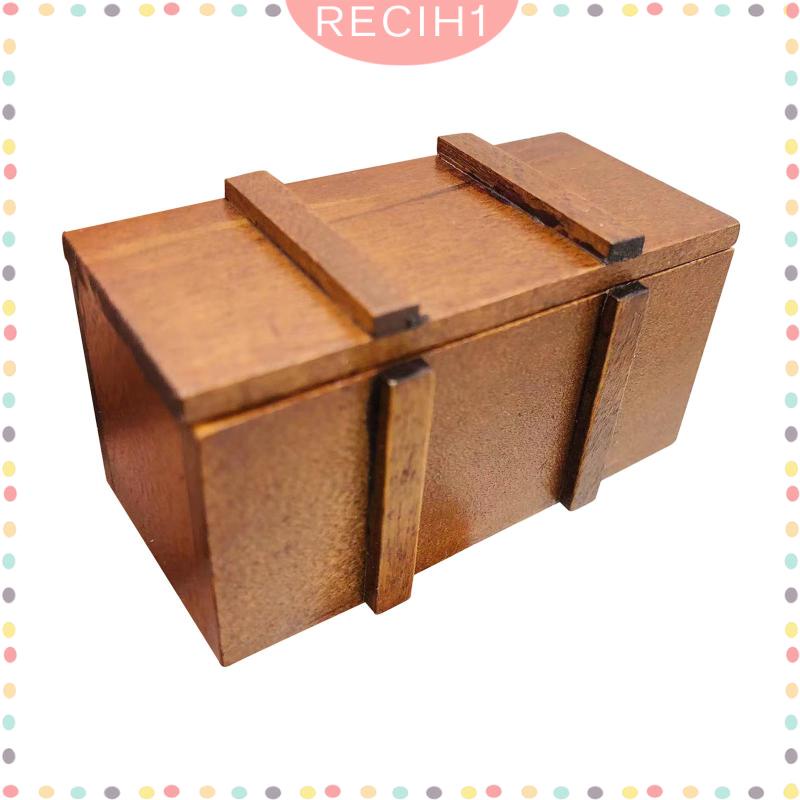 [Recih] Mô Hình Hộp Kho Báu Mini Bằng Gỗ Cổ Điển 1: 12 Trang Trí Nhà Búp Bê