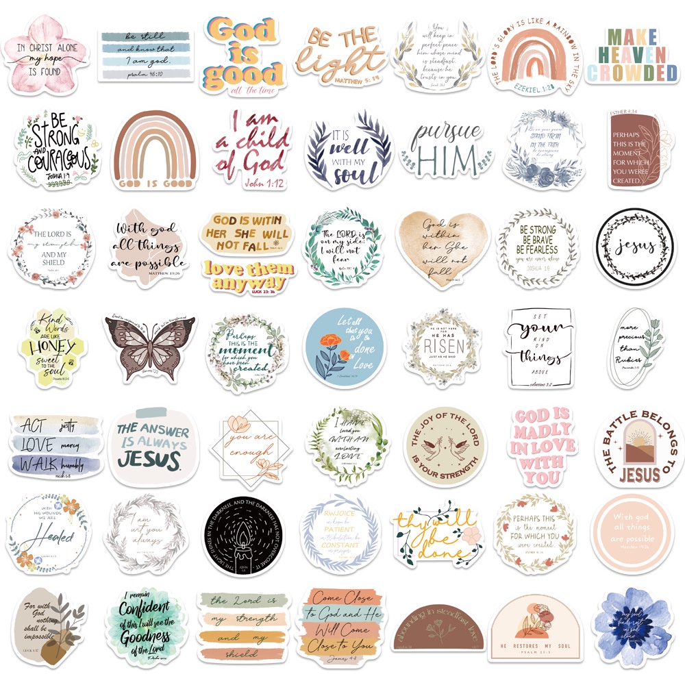 ❉ Bible Phrase Series 05 Stickers ❉ 50Pcs/Set Fashion DIY Waterproof Decals Doodle Stickers