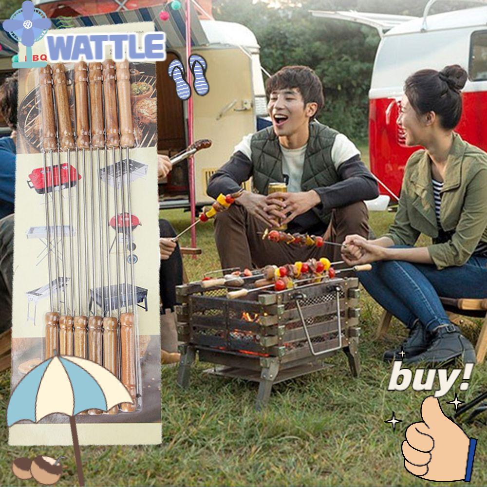 Bộ 10 Cây Xiên Nướng BBQ Ngoài Trời Bằng Thép Không Gỉ