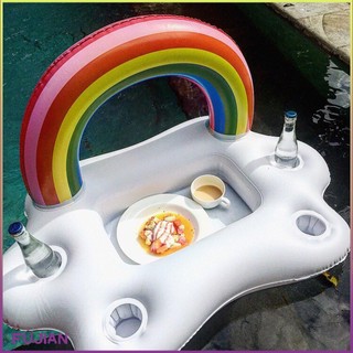 Summer Party Bucket Rainbow Cloud Cup Holder Inflatable Pool Float Beer Drinking Cooler Table Bar Tray Beach Swimming Ring [B/11]