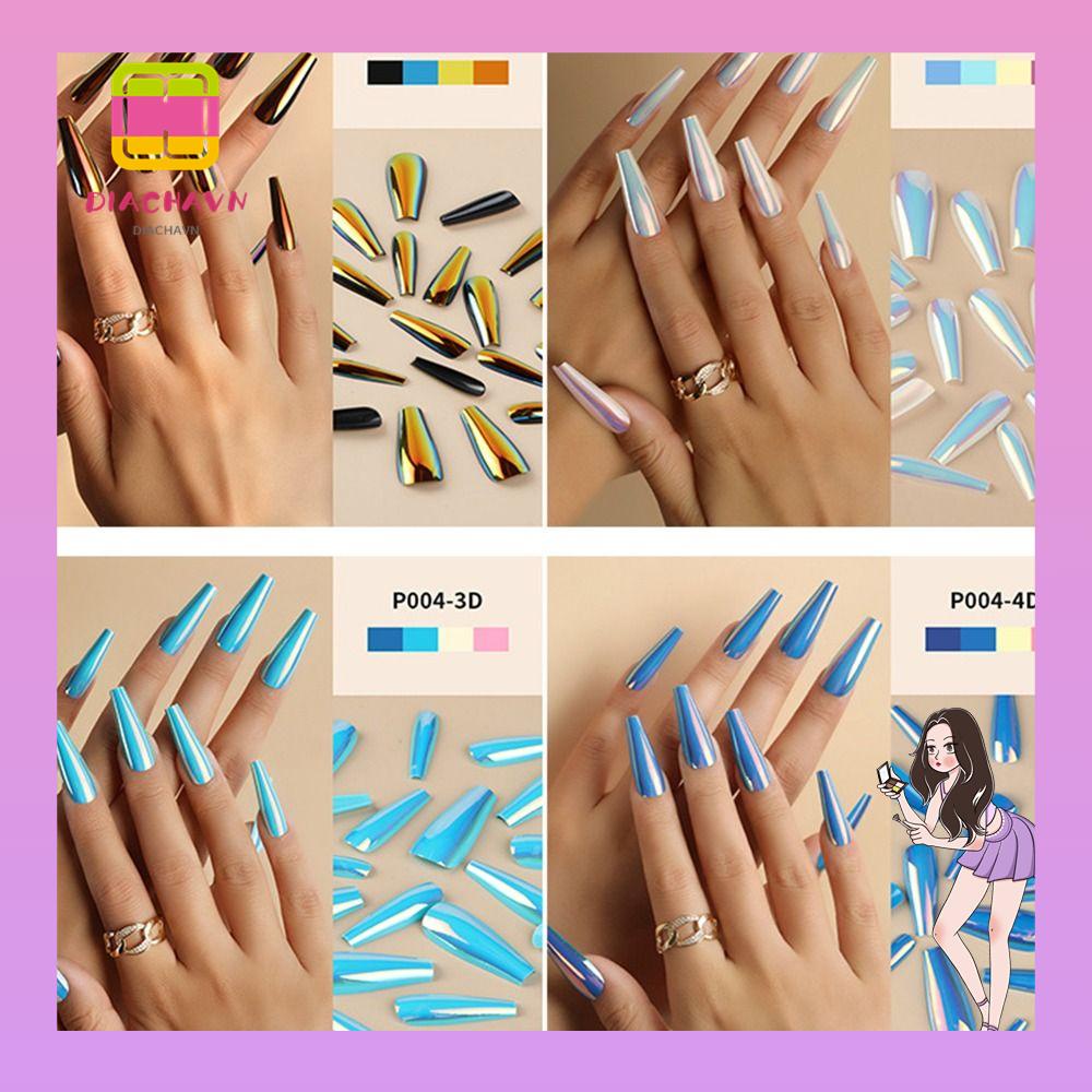 Set 24 Móng Tay Giả Hình Chữ T Che Phủ Toàn Diện Tiện Dụng