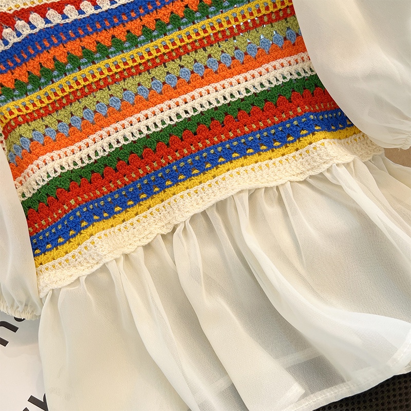 Áo Sơ Mi Tay Ngắn Phồng Cổ Vuông Giả Hai Lớp Thời Trang Mùa Hè Dành Cho Nữ