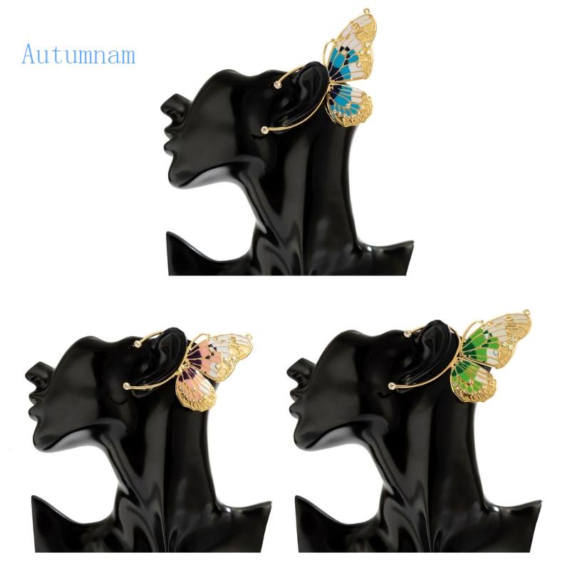 Bông Tai Dạng Kẹp Hình Bướm Bằng Kim Loại Nhỏ Giọt Dầu Không Cần Xỏ Lỗ