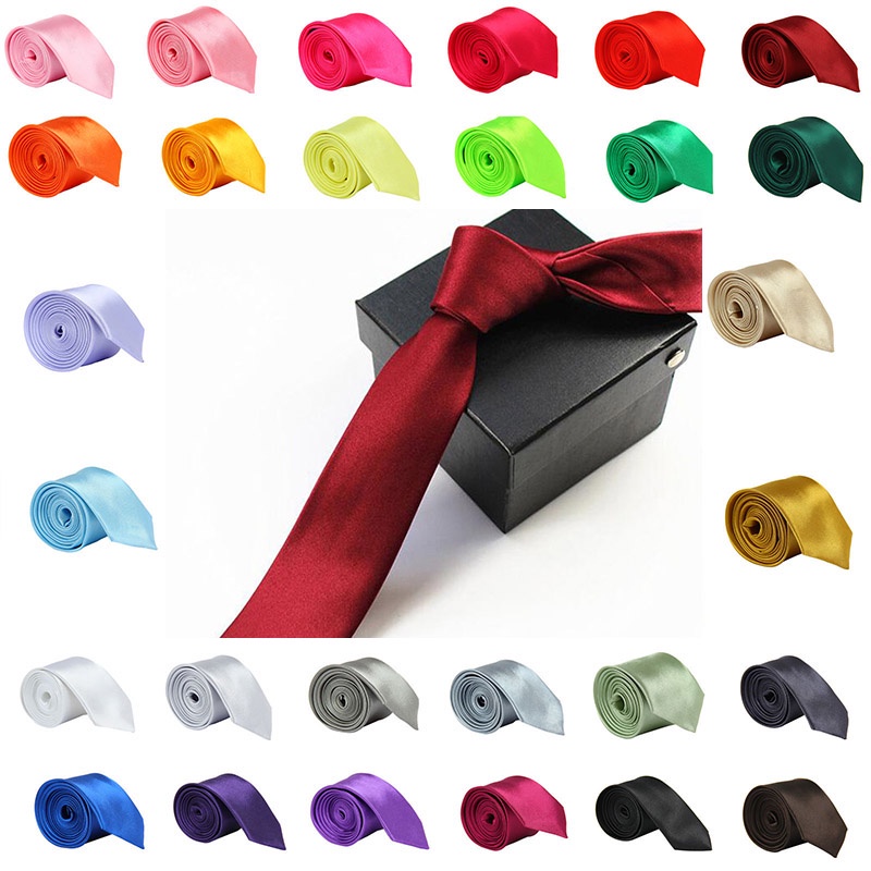 Cà Vạt Bản Hẹp 5CM Màu Đen Trơn Kiểu Hàn Quốc Cá Tính Cho Nam Và Nữ