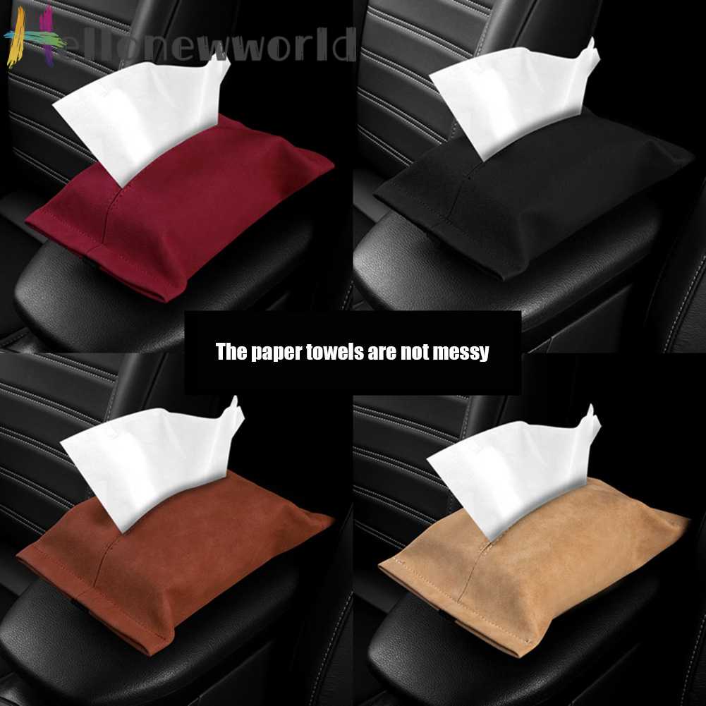 Hộp Đựng Khăn Giấy Bằng Da Lộn Gắn Ghế Sau Xe Hơi Tiện Dụng