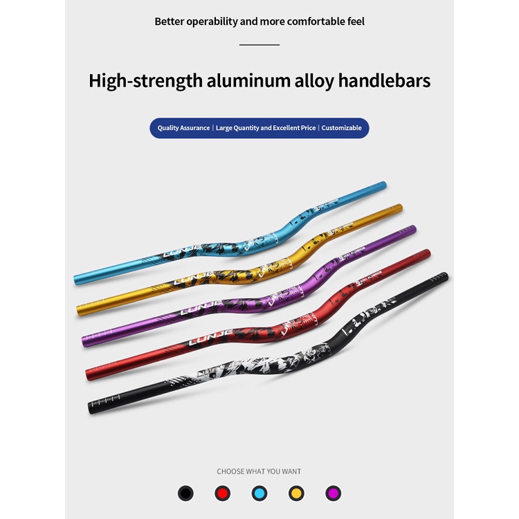 LUNJE Tay Lái Xe Đạp Hợp Kim Nhôm Xe Đạp Truyền Tiêu Chuẩn Tay Lái 720/780 Mm Đi Phụ Kiện Cycling Handlebar