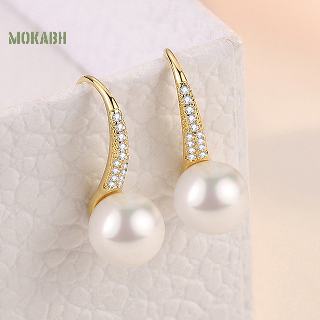 Khuyên Tai Dáng Dài Đính Đá / Ngọc Trai Nhân Tạo / Kim Cương Giả Sang Trọng Cho Nữ