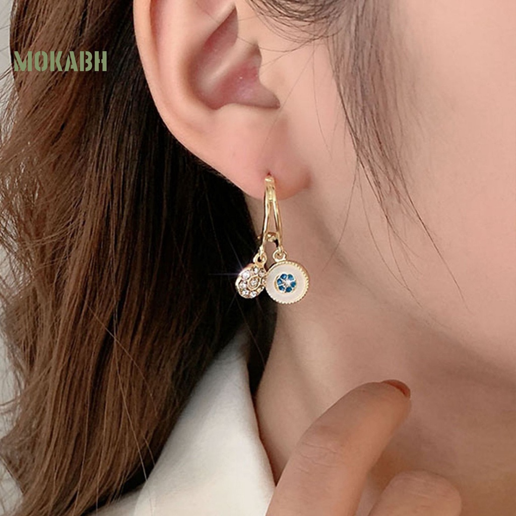 1 Đôi Bông Tai Đính Đá Lấp Lánh Phong Cách Vintage Dành Cho Nữ